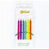 Globo - Birthday Candles With Holders - Assorted Colors